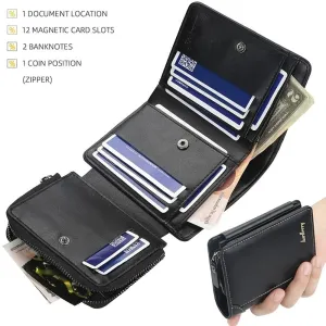 1pc Stylish Mens Short Wallet - Ultra-Thin, Multi-Card Slots & Zippered Coin Pocket - Secure, Compact Design - Perfect Gift for Him on Valentines Day