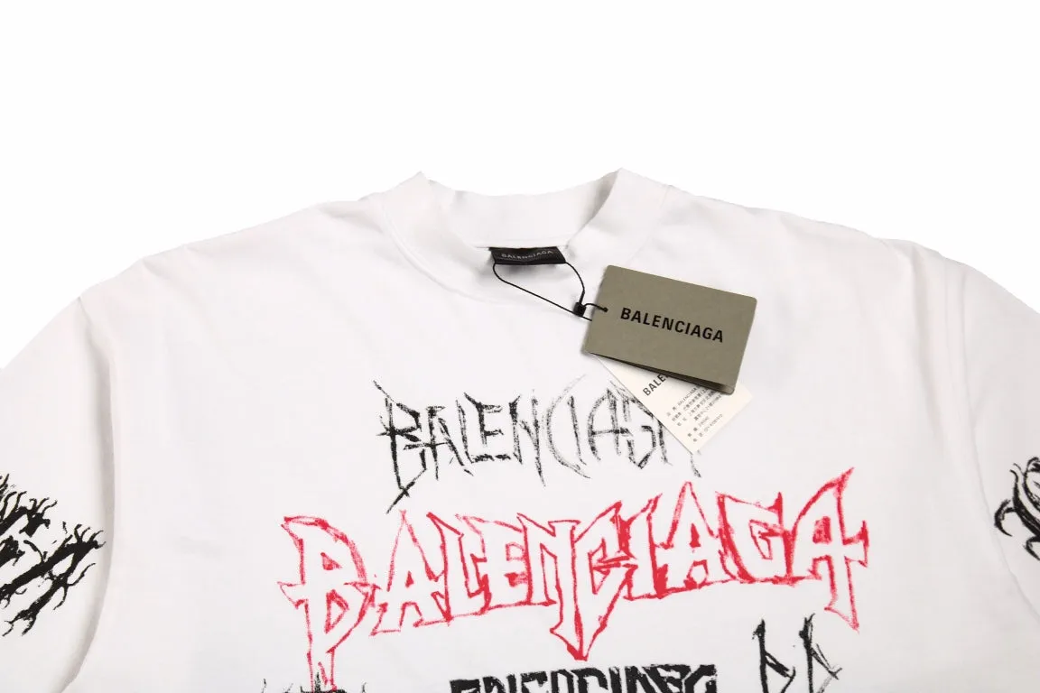 Balenciaga Multi-Logo T-Shirt (White)