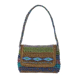 Bead Multi Straw Flap Bag