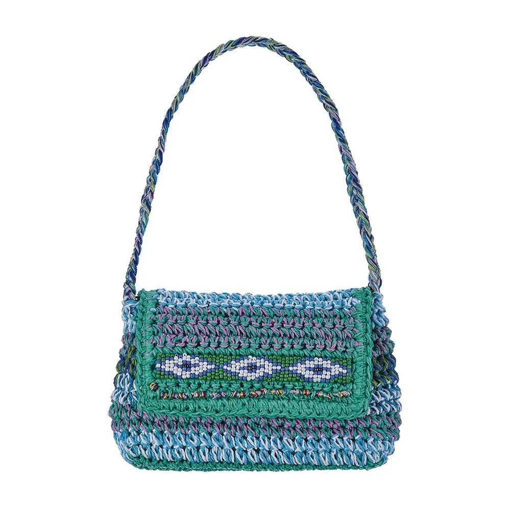 Bead Multi Straw Flap Bag