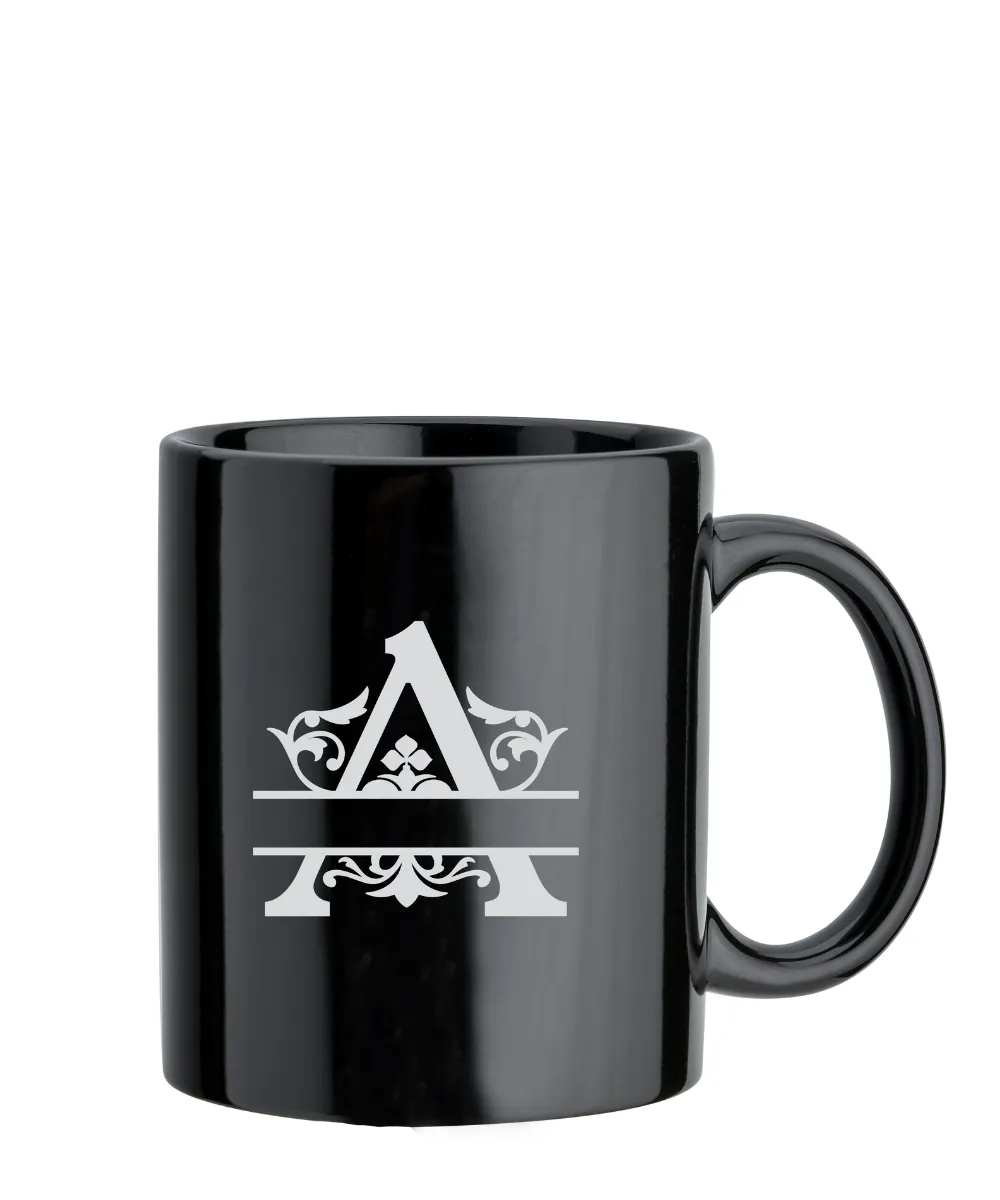 Black Engraved Ceramic Mug