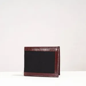 Black - Handcrafted Canvas Cotton & Leather Wallet