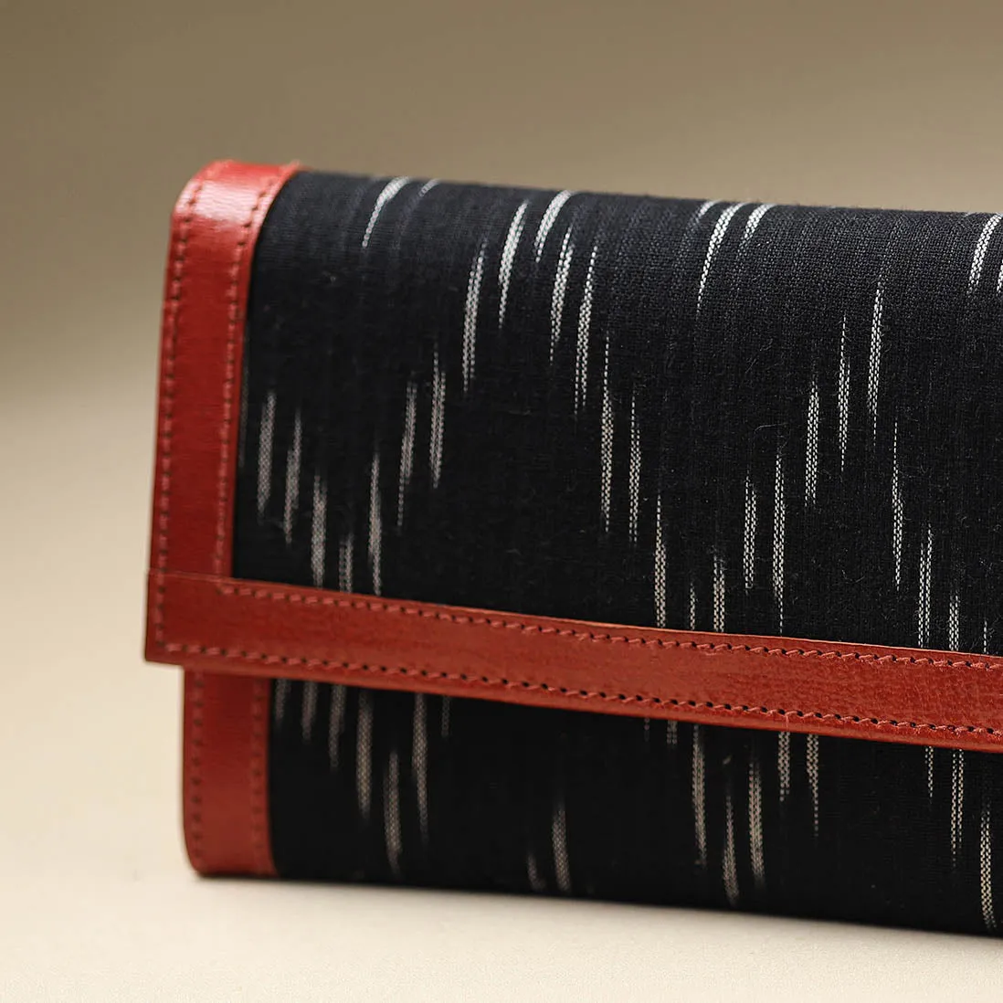 Black - Handcrafted Ikat Weave Leather Wallet