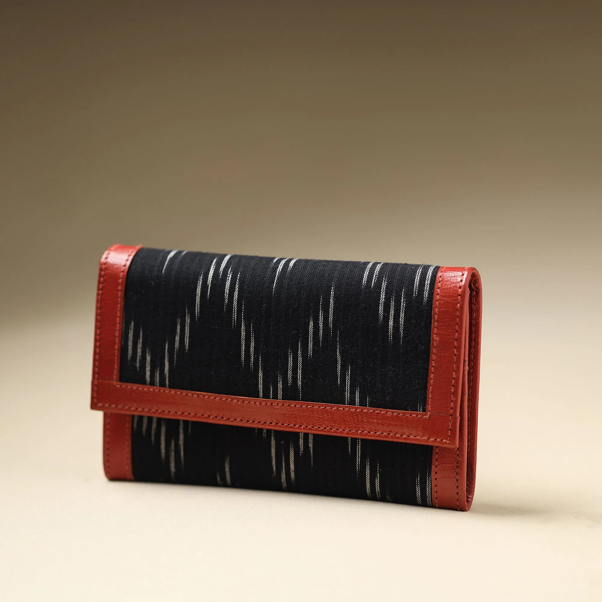 Black - Handcrafted Ikat Weave Leather Wallet