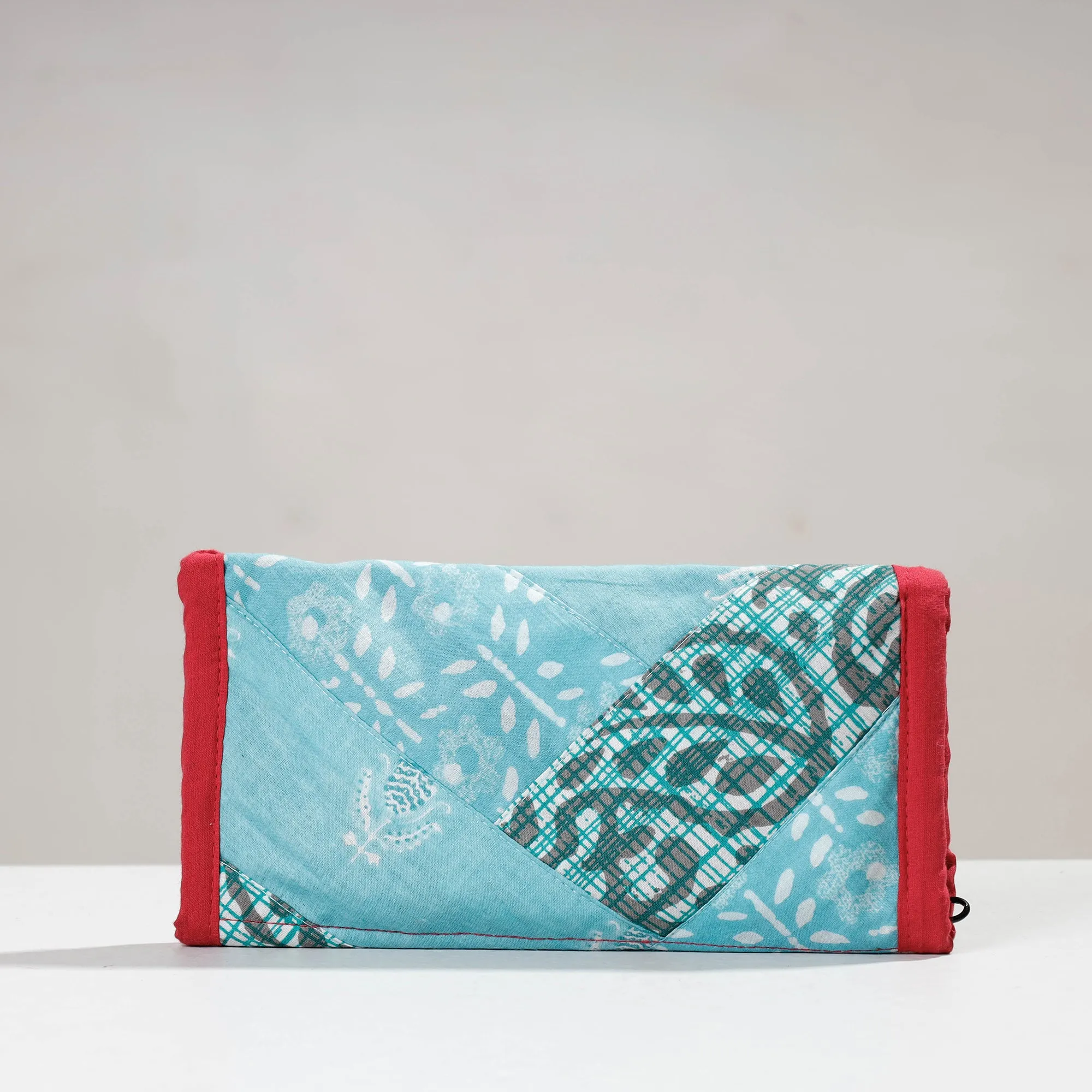 Blue - Jugaad Handmade Patchwork Cotton Two Fold Clutch Wallet