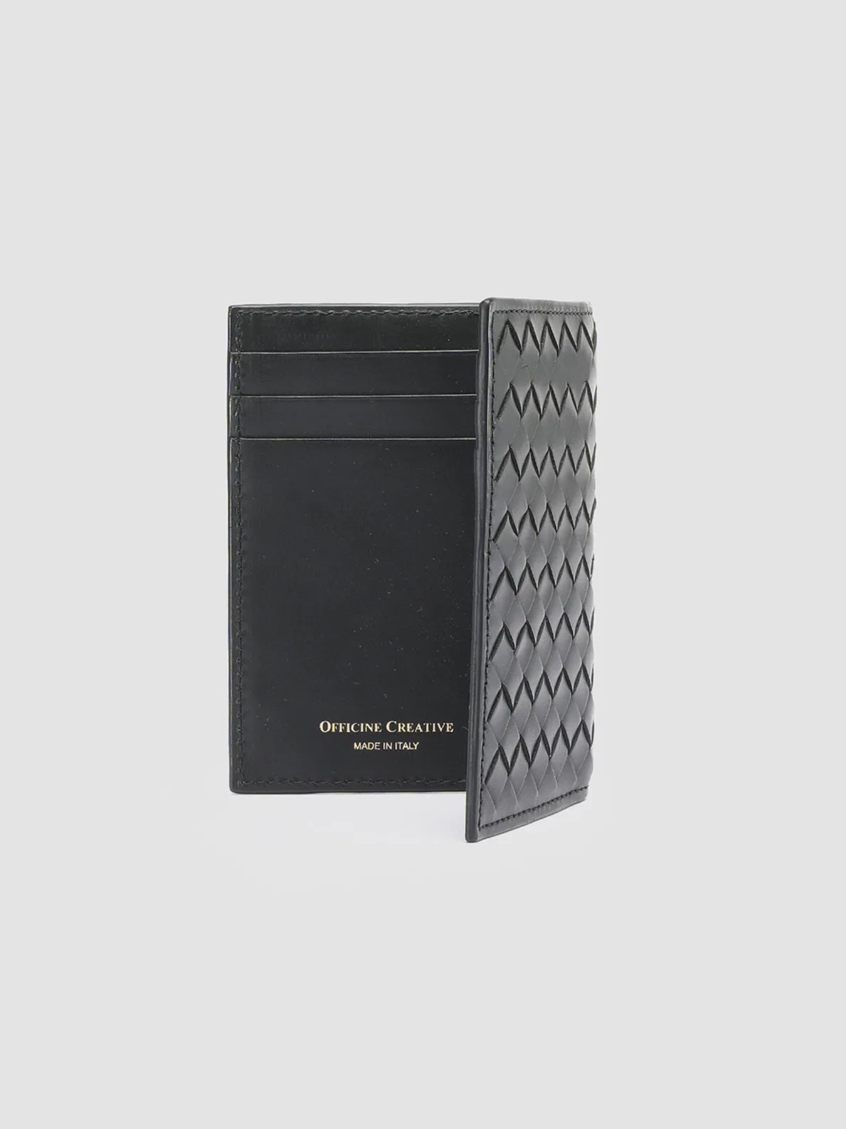 BOUDIN 124 - Black Woven Leather Bifold Wallet