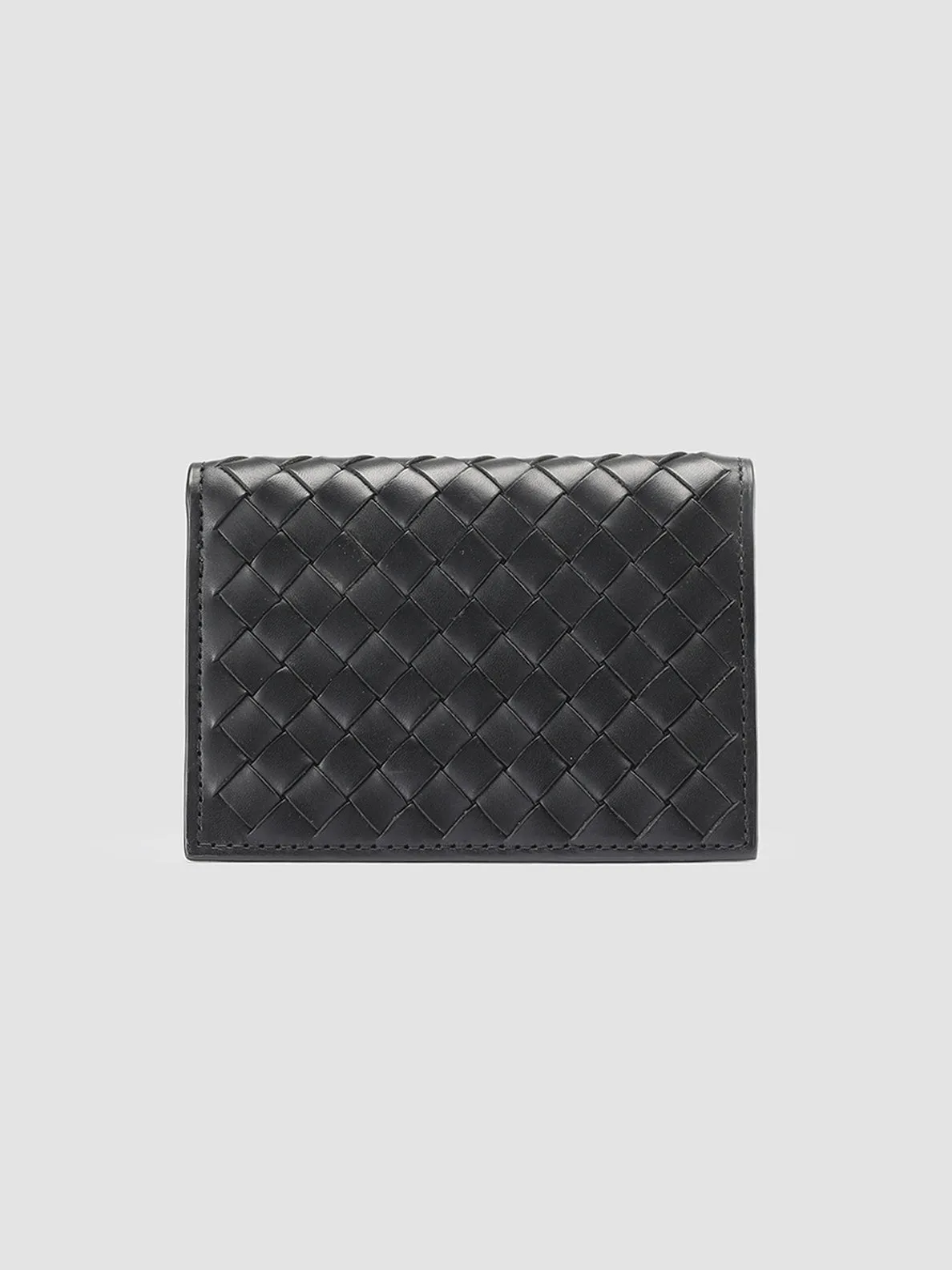 BOUDIN 124 - Black Woven Leather Bifold Wallet