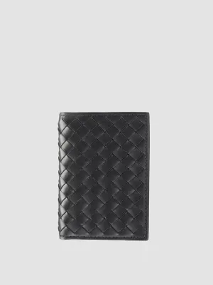 BOUDIN 124 - Black Woven Leather Bifold Wallet