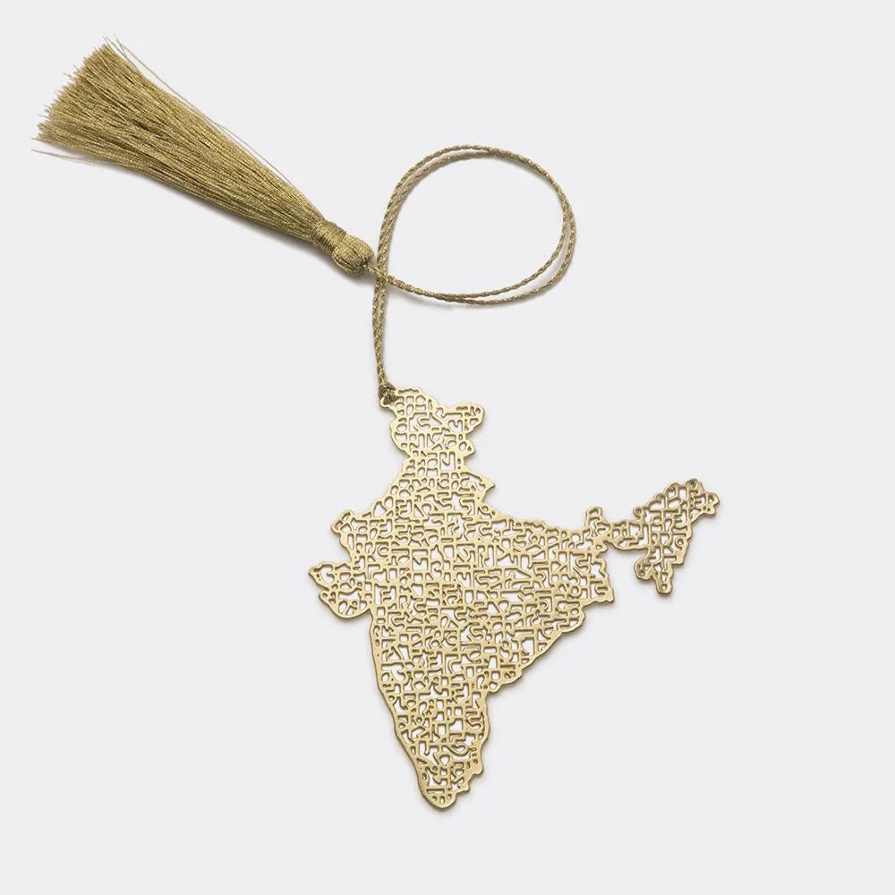 Brass Bookmark India Map