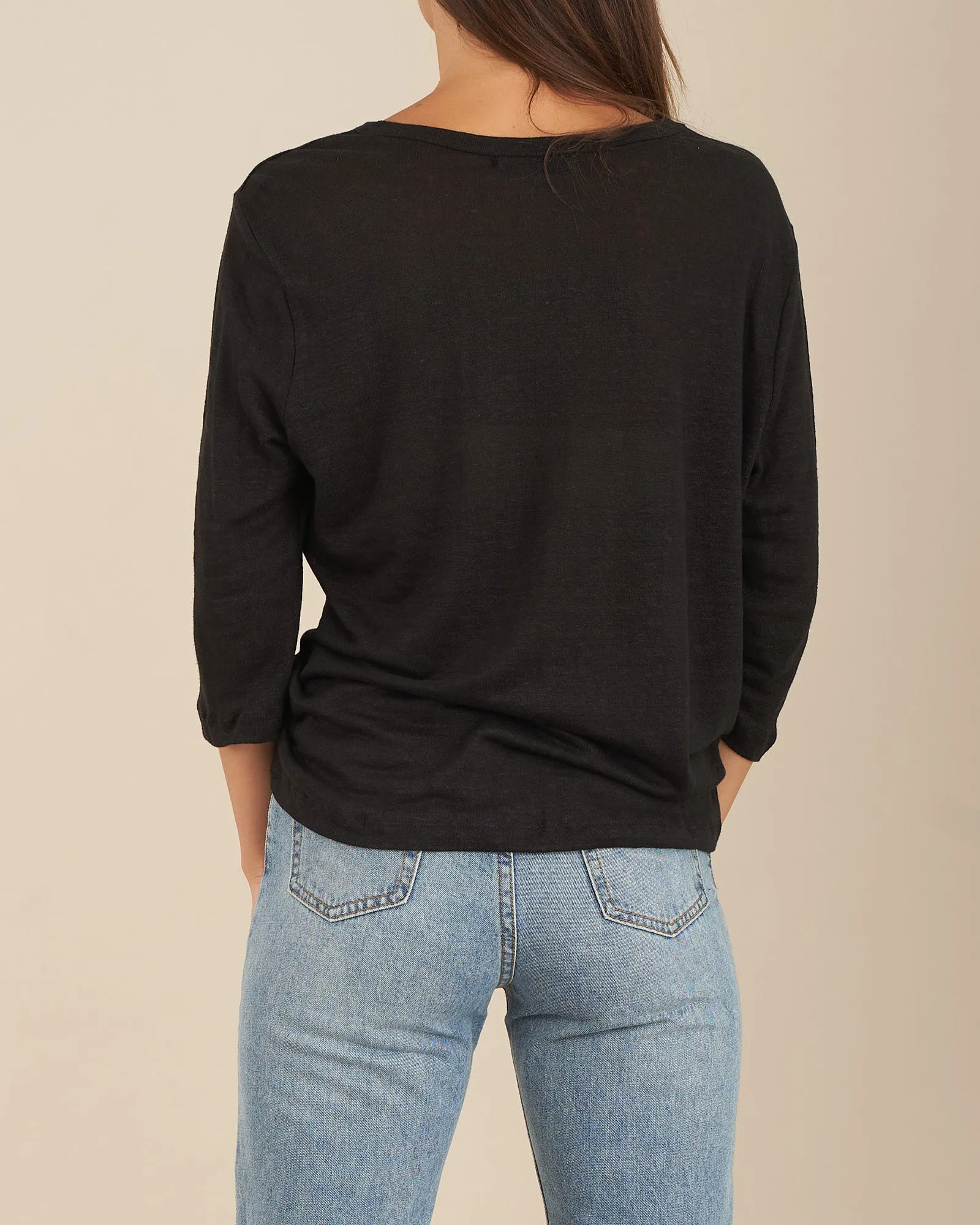 Bronte Linen Jersey Top - Black