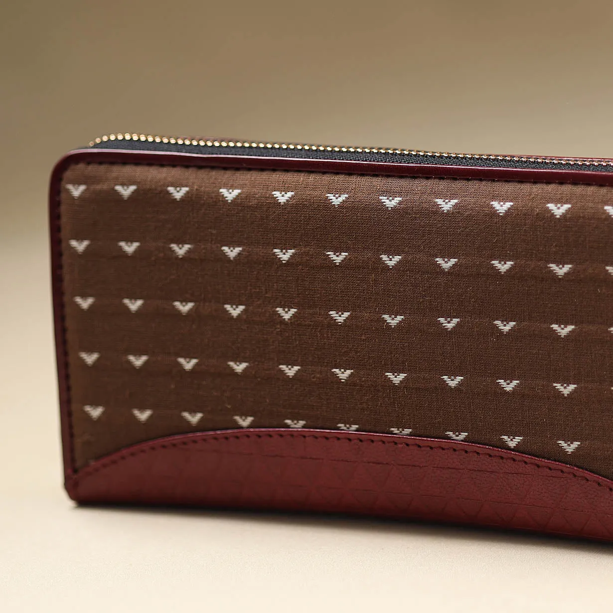 Brown - Handcrafted Jacquard Weave Leather Wallet