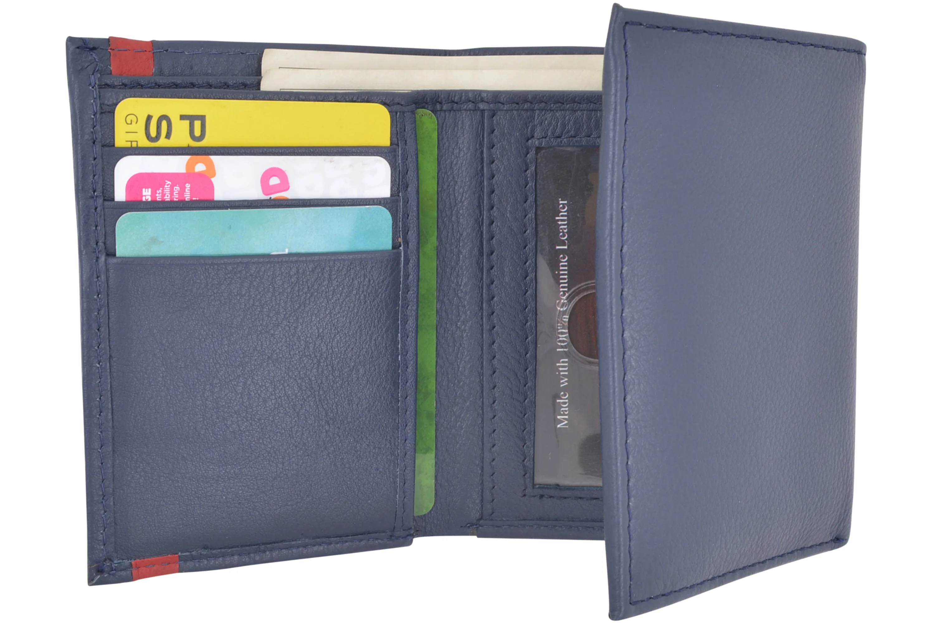 CAZORO Real Leather Wallets for Men RFID Blocking Slim Trifold Wallet with Card Slots & ID Window