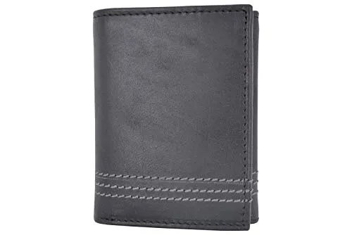 CAZORO Real Leather Wallets for Men RFID Blocking Slim Trifold Wallet with Card Slots & ID Window