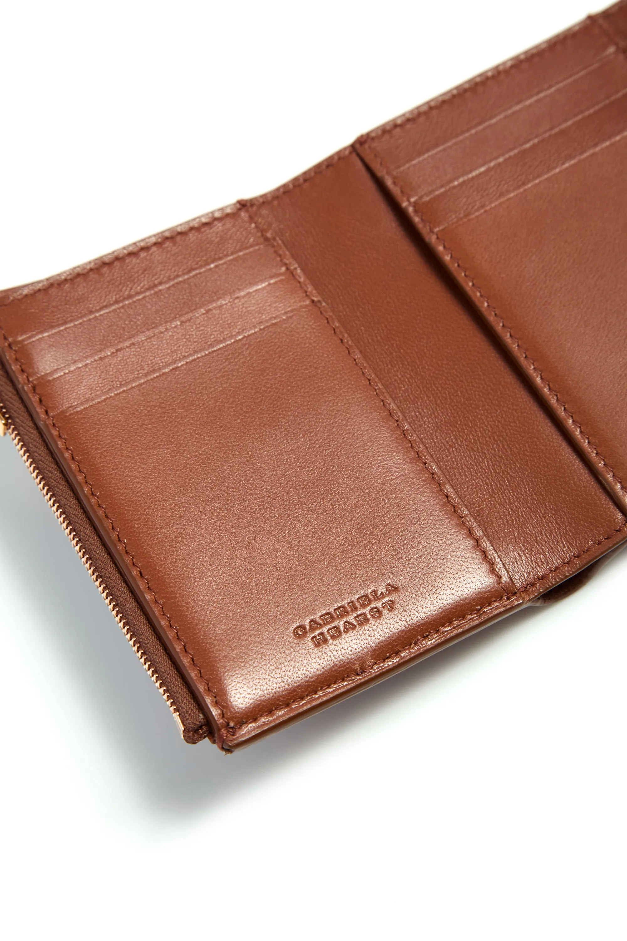 Compact Flat Wallet in Cognac Leather