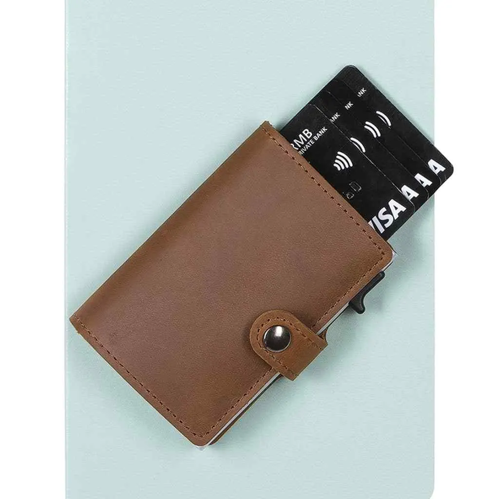 EaziCard Genuine Leather Saddle RFID Wallet | Black/Silver