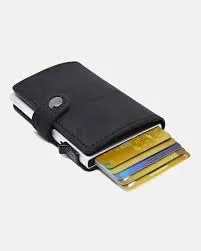 EaziCard Genuine Leather Saddle RFID Wallet | Black/Silver