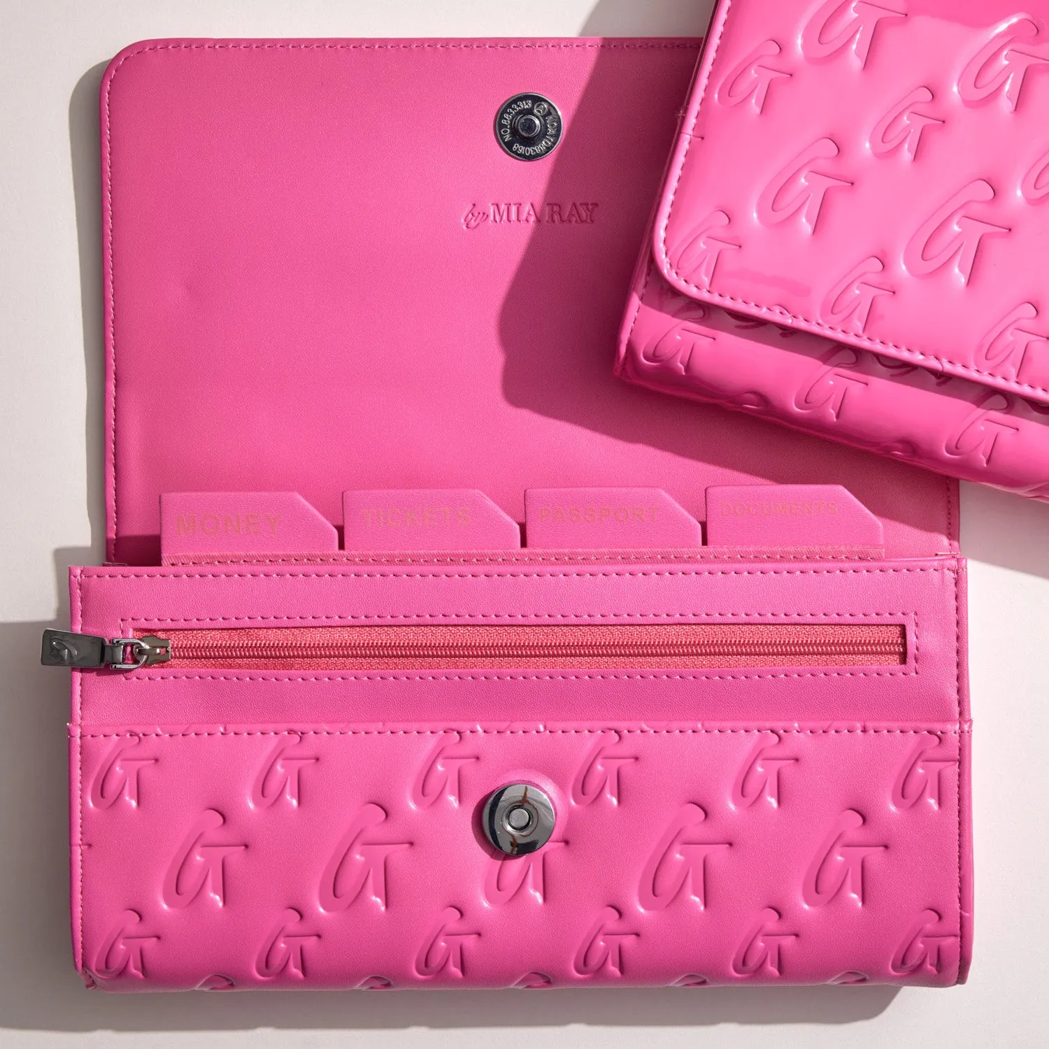 GLAM-AHOLIC MONOGRAM TRAVEL WALLET HOT PINK