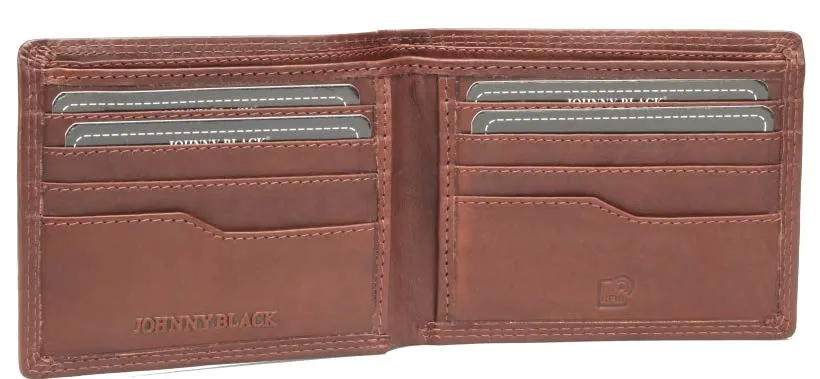 Johnny Black Bavaria 8CC Bi-Fold Leather Wallet - RFID | Brown