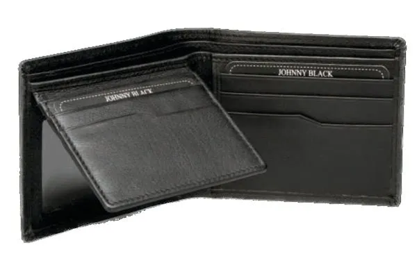 Johnny Black Chicago 8CC Bi-fold Leather Wallet - RFID | Black