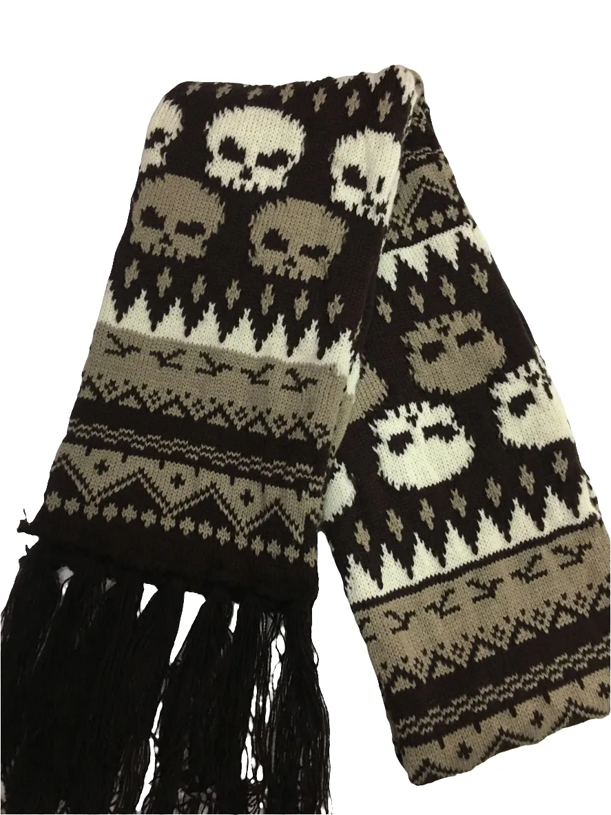 Knitted Jacquard Thickened Warm Casual Skull Scarf *8 Styles