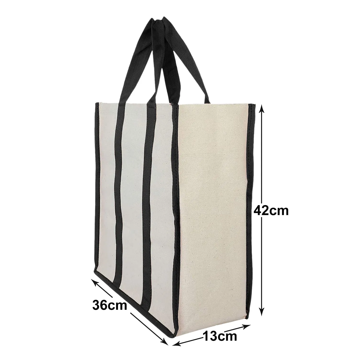 Kuber Industries Canvas Shopping Bags/Grocery Bag for Carry Grocery, Fruits, Vegetable with Handles (Black) 54KM4013