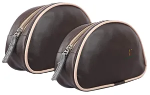 Kuber Industries Soft Leather Travel Toiletry Organizer Dopp Kit Water-Resistant Shaving Bag for Toiletries Accessories-Pack of 2 (Brown)