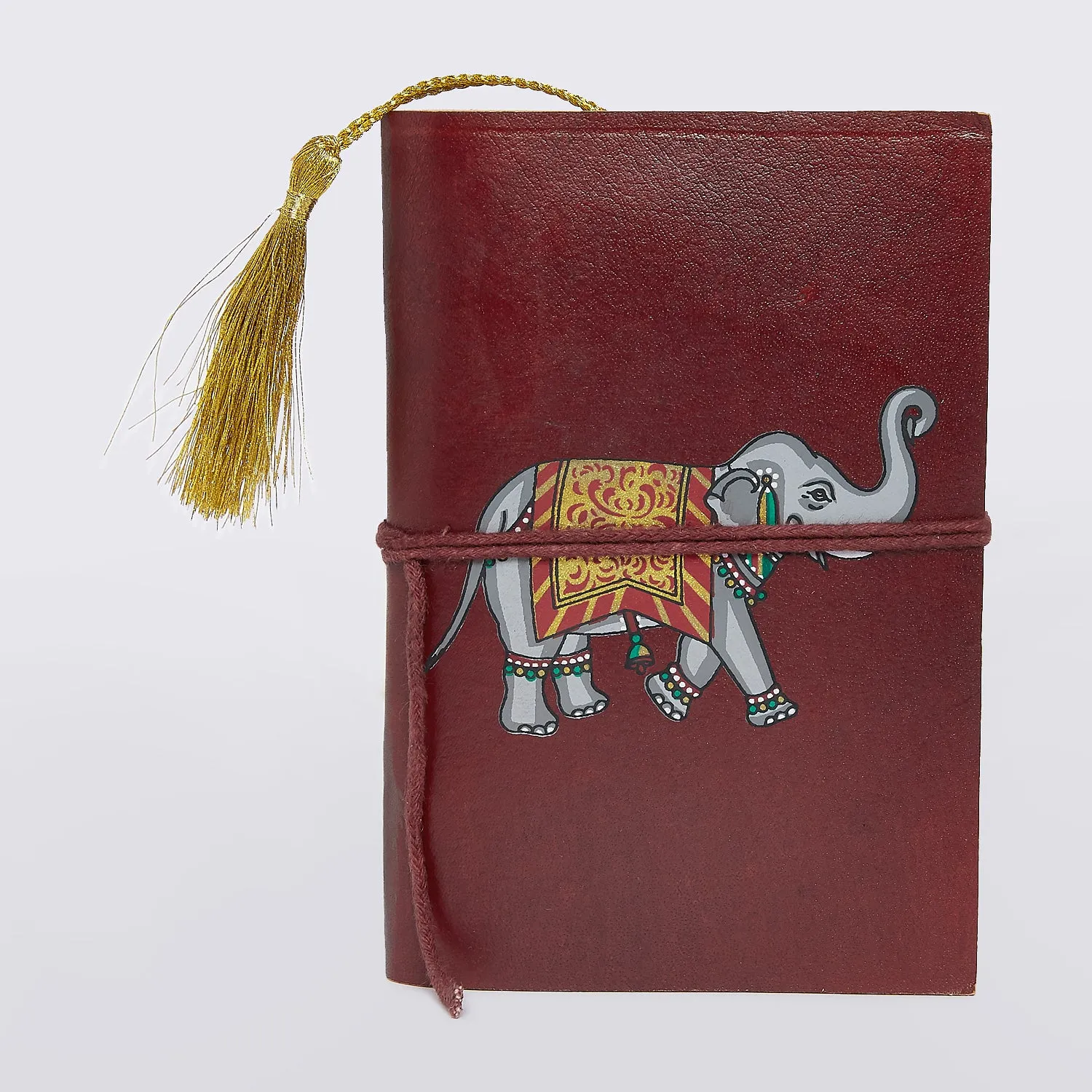 Leather Dairy with Elephant Print 5 in x 4 in