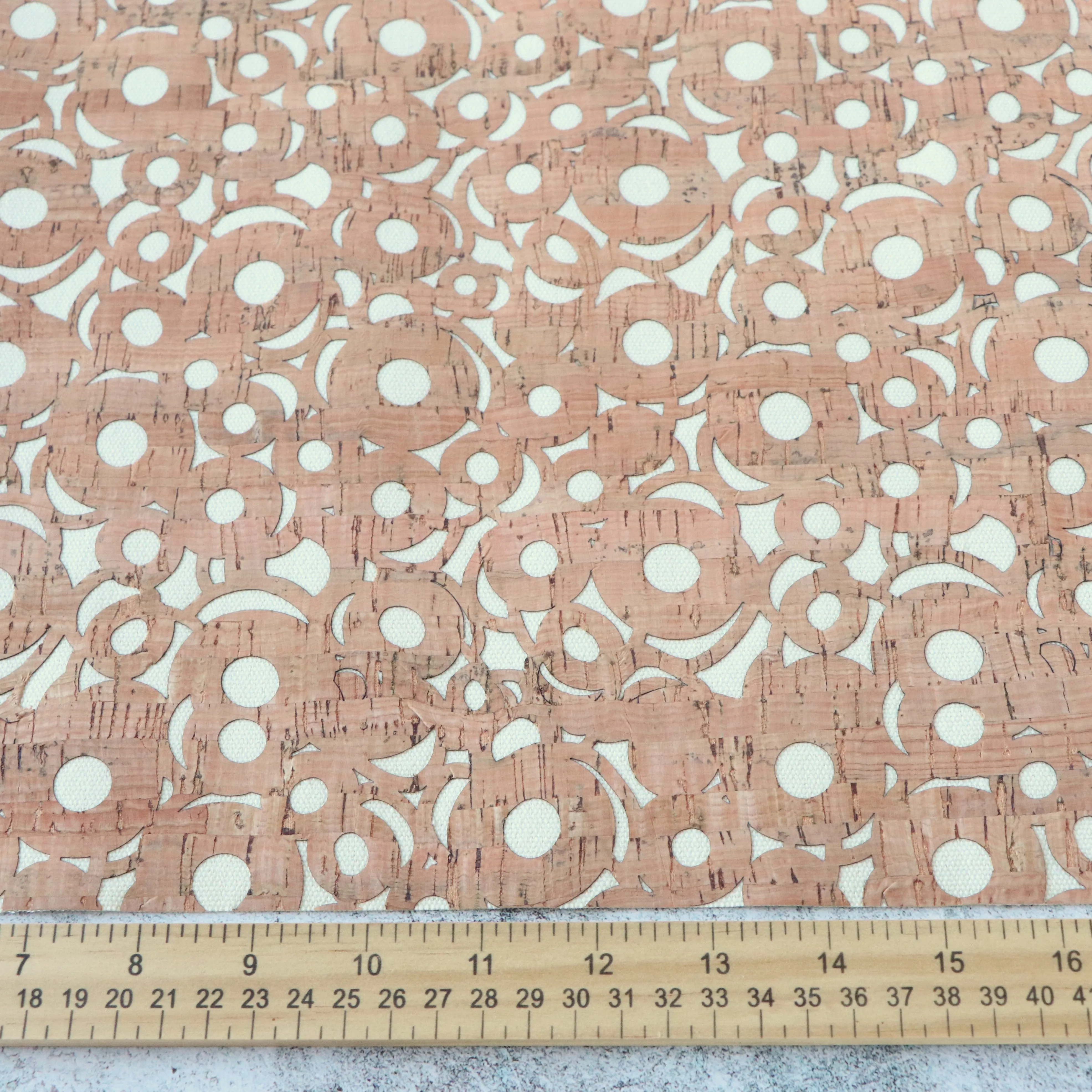 Lite Cream Canvas Cheery O's Cork Fabric