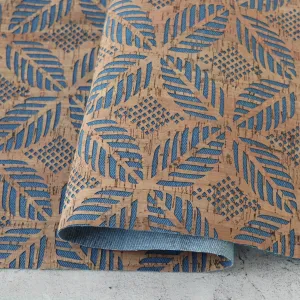 Lite Denim Backed Palms Cork Fabric