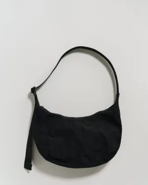 Medium Nylon Crescent Bag in Black