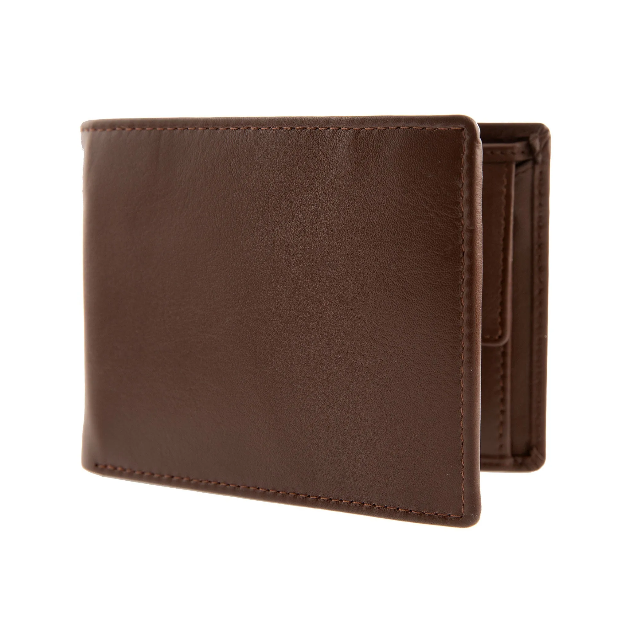 Men's Smooth Nappa Leather Trifold Wallet with RFID Blocking and Coin Purse