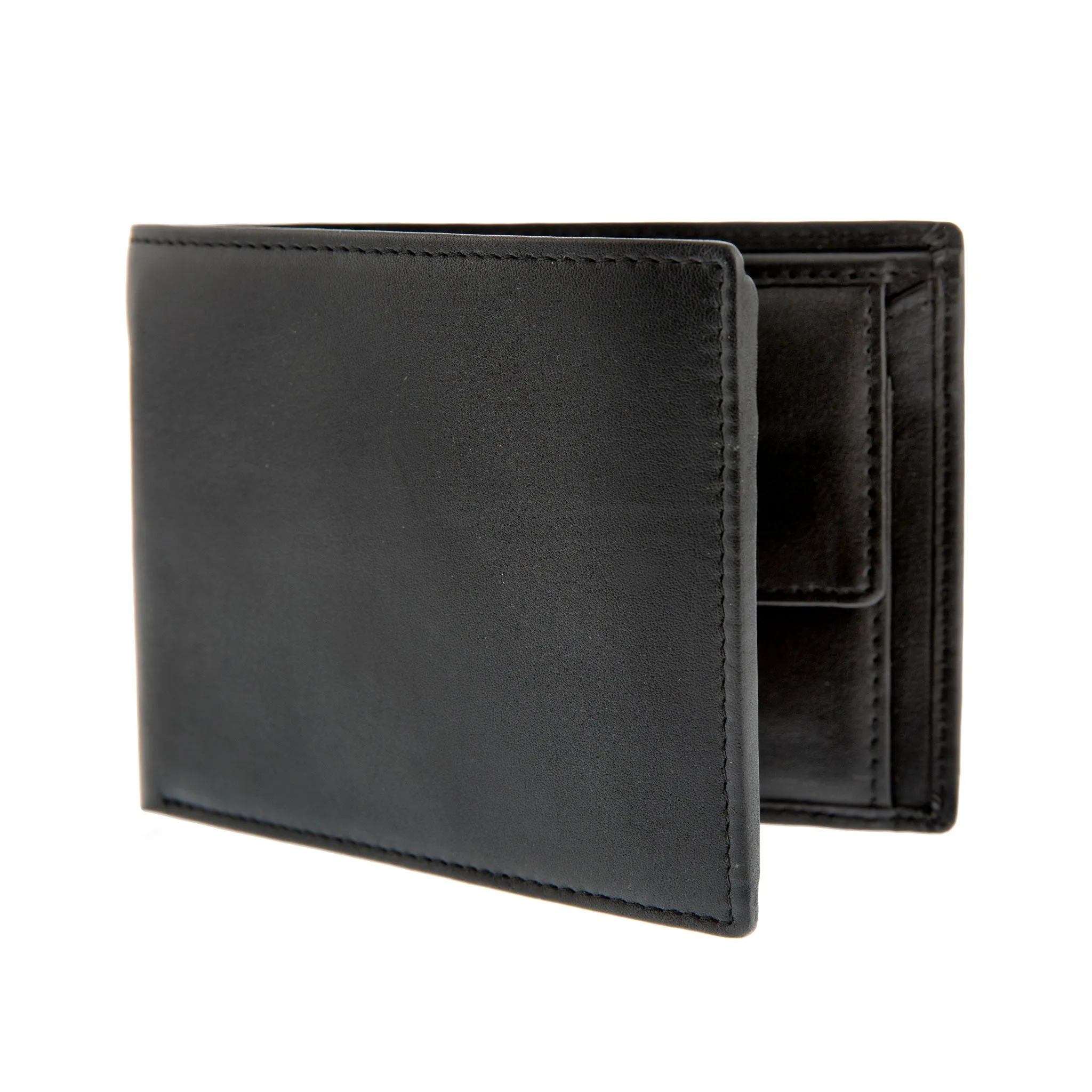 Men's Smooth Nappa Leather Trifold Wallet with RFID Blocking and Coin Purse