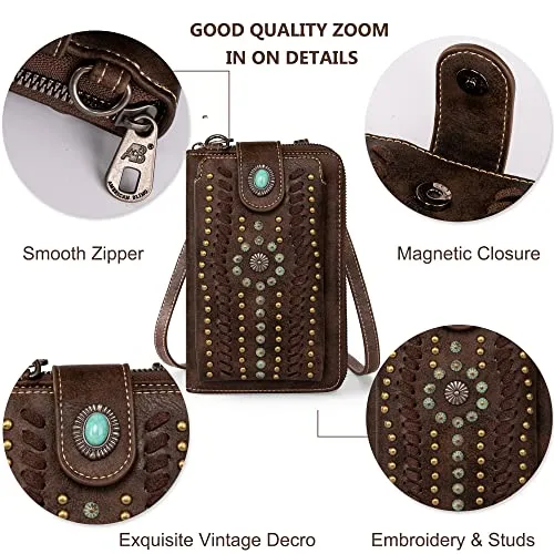 Montana West Crossbody Cell Phone Purse For Women Western Style Cellphone Wallet Bag Travel Size With Strap MBB-PHD-103CF-A