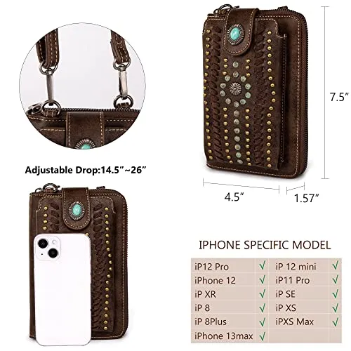 Montana West Crossbody Cell Phone Purse For Women Western Style Cellphone Wallet Bag Travel Size With Strap MBB-PHD-103CF-A