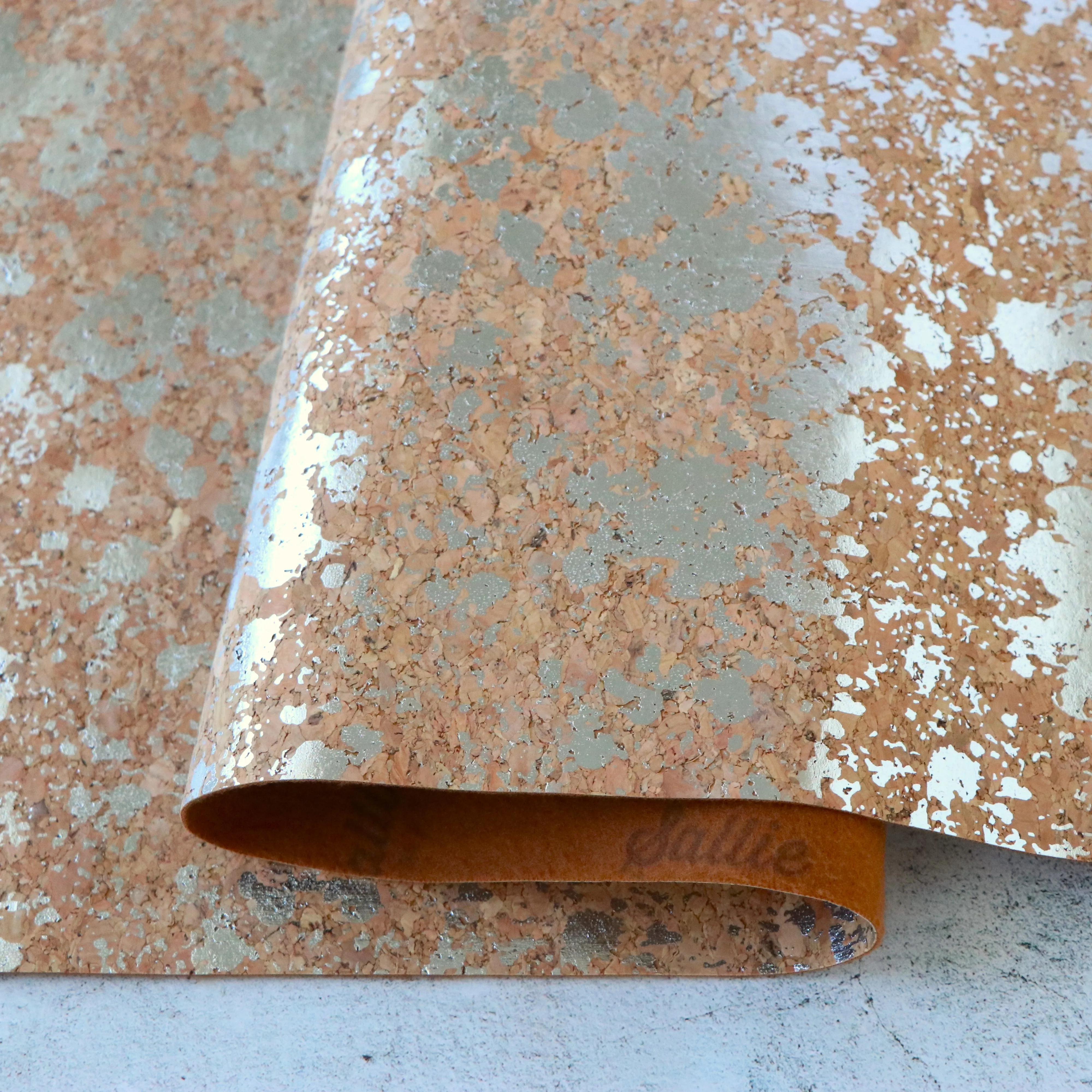 Natural Silver Splatter Cork Fabric