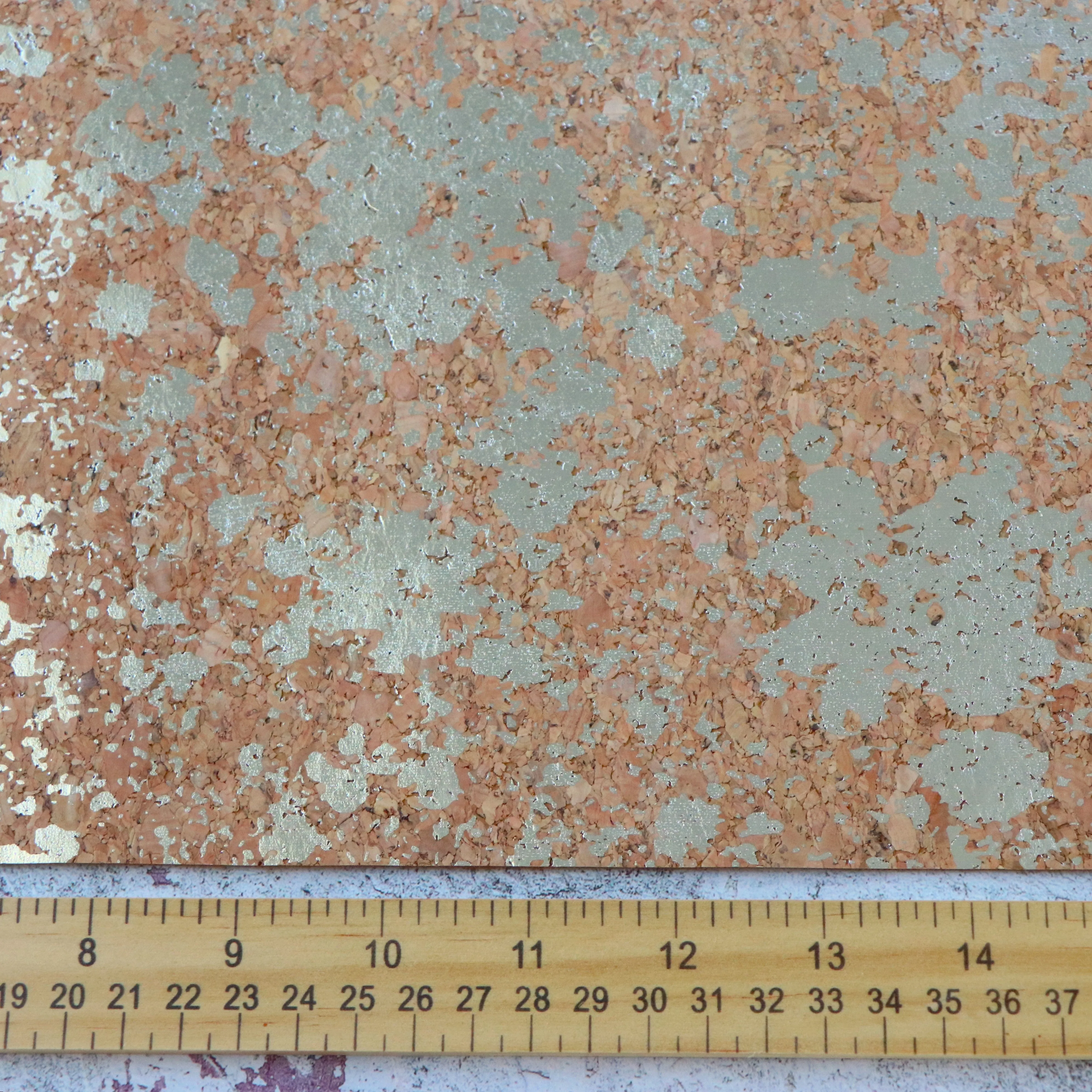 Natural Silver Splatter Cork Fabric