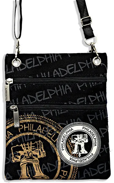 NWPH09 Robin Ruth Neck Wallet - Philadelphia Stamp BLACK