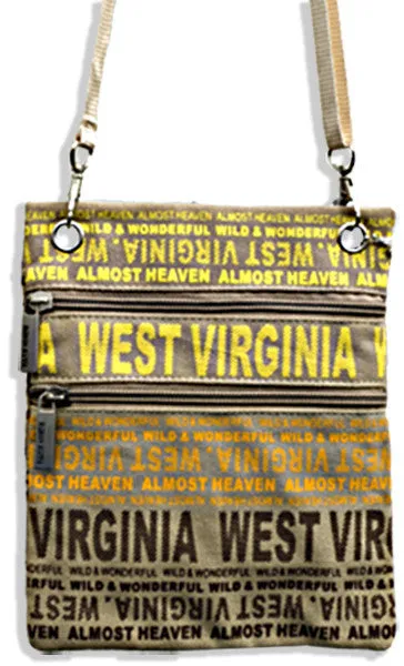 NWWV04 Robin Ruth Neck Wallet - West Virginia Big City -Khaki/Orange