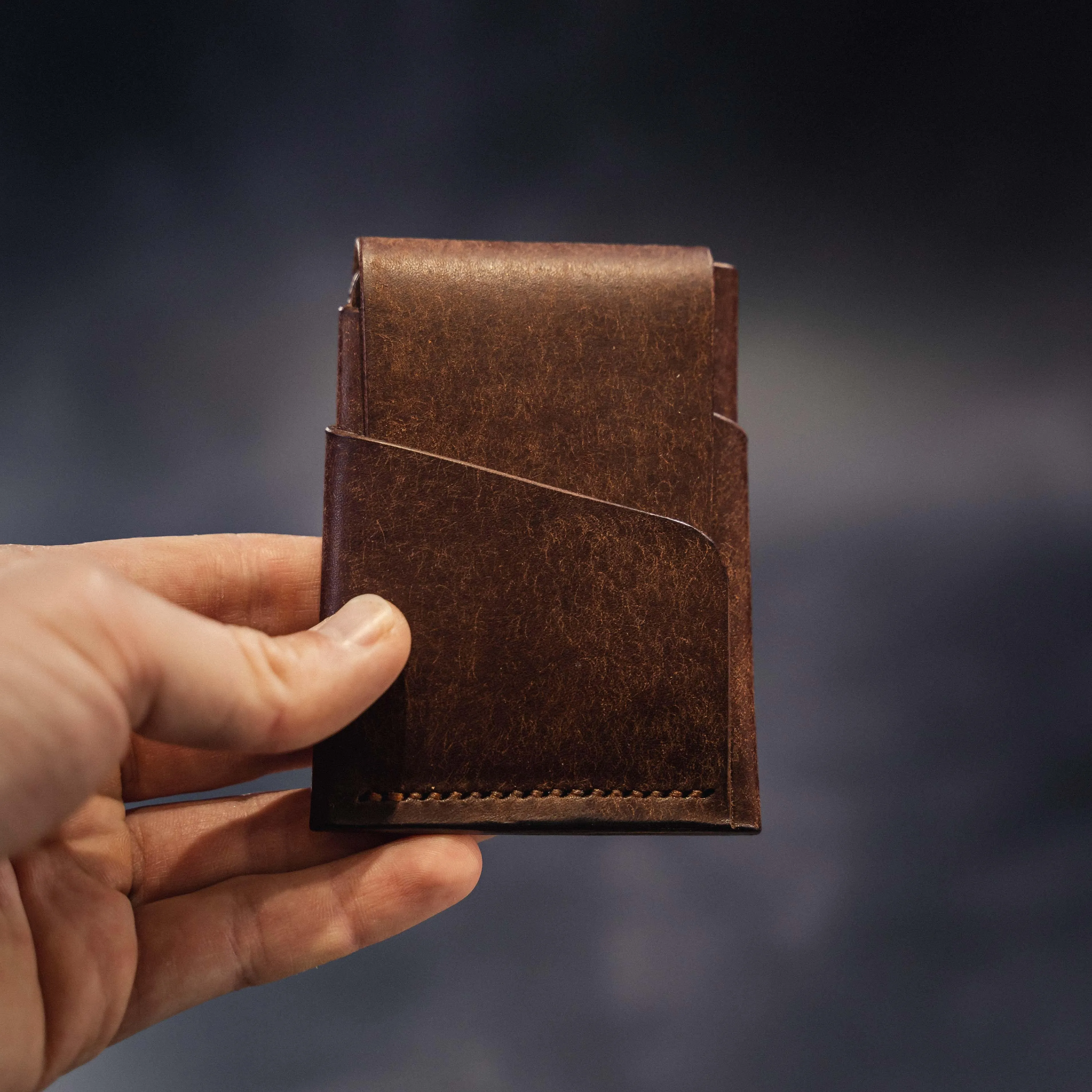 Pembrook 'Fold' Leather Cardholder - Natural