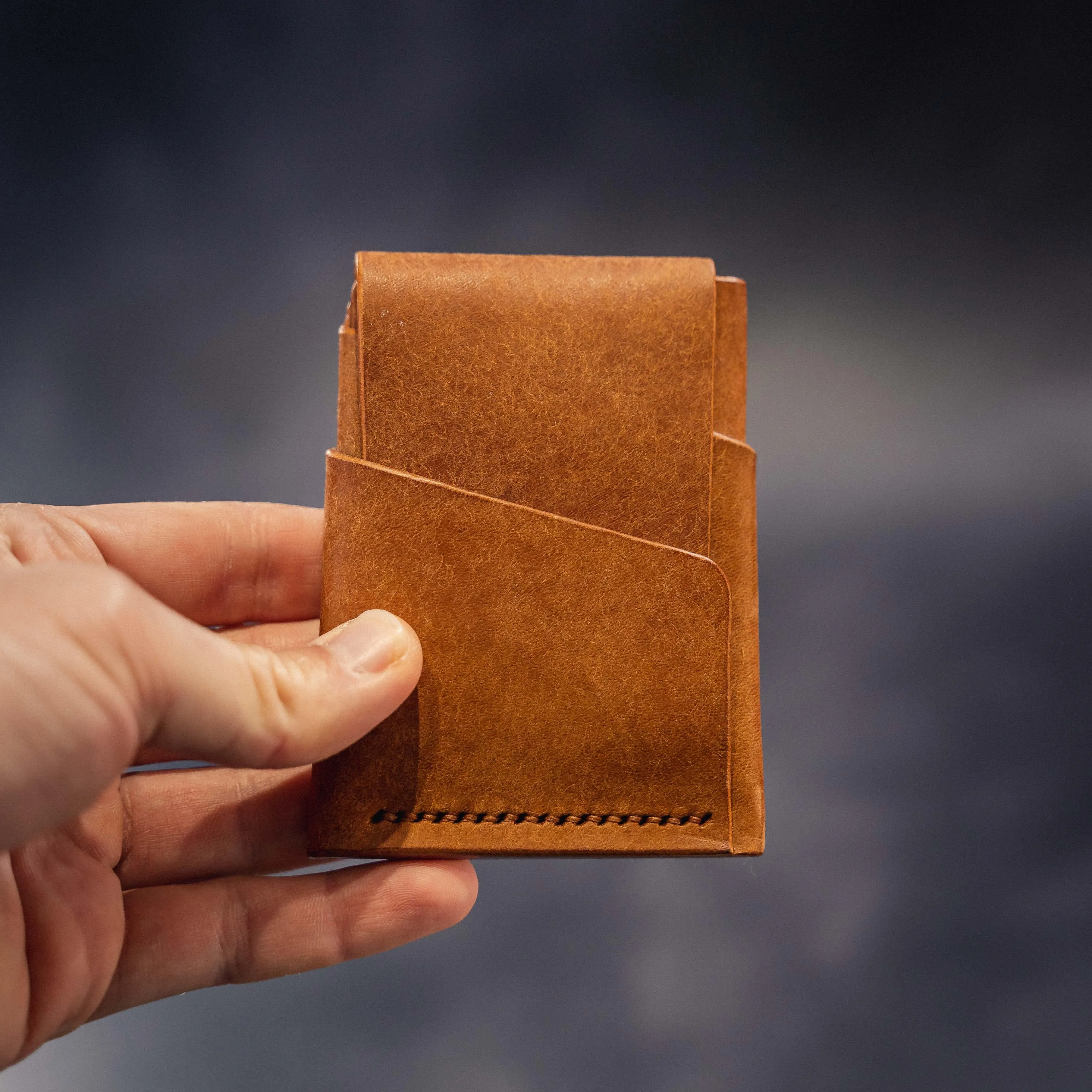 Pembrook 'Fold' Leather Cardholder - Natural