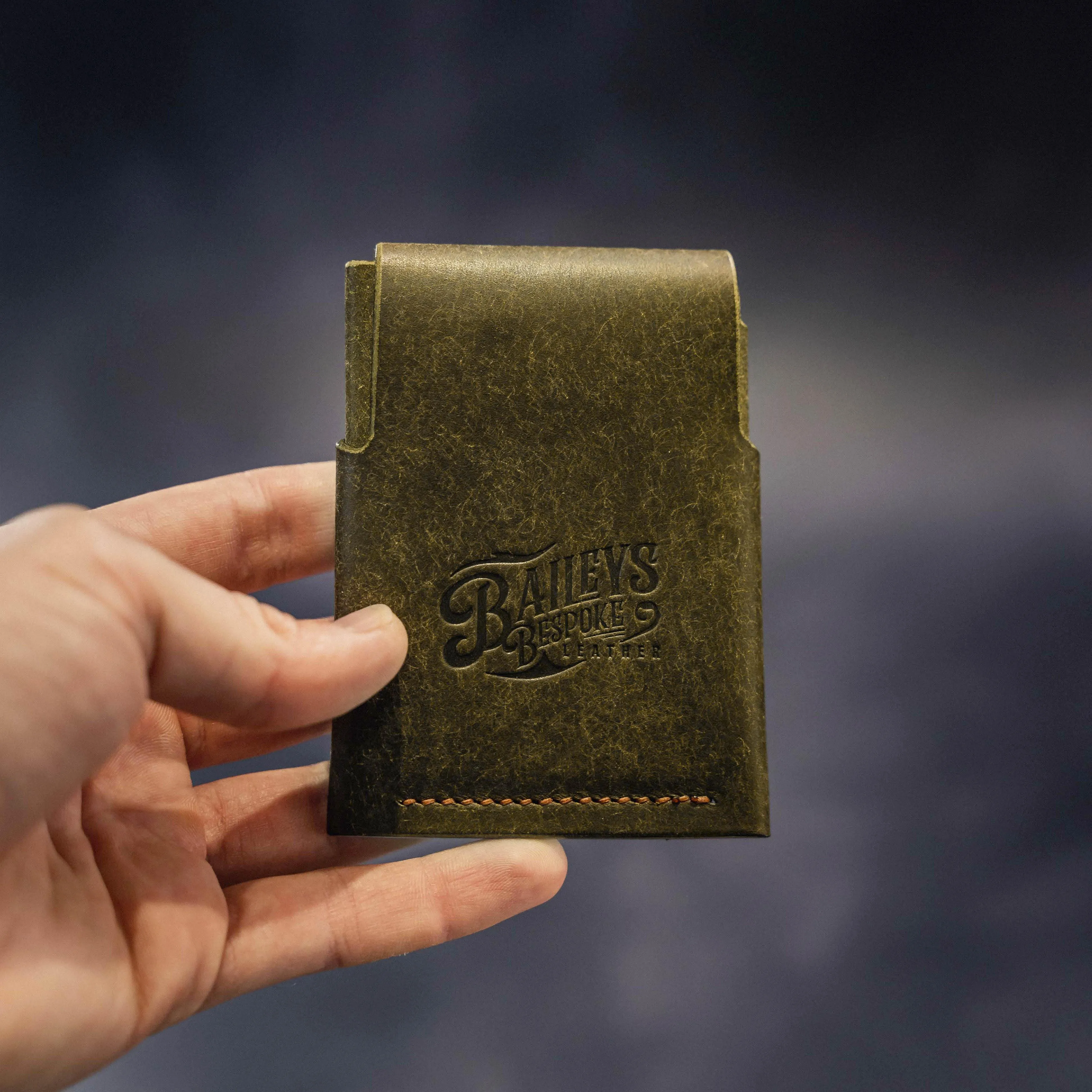 Pembrook 'Fold' Leather Cardholder - Olive