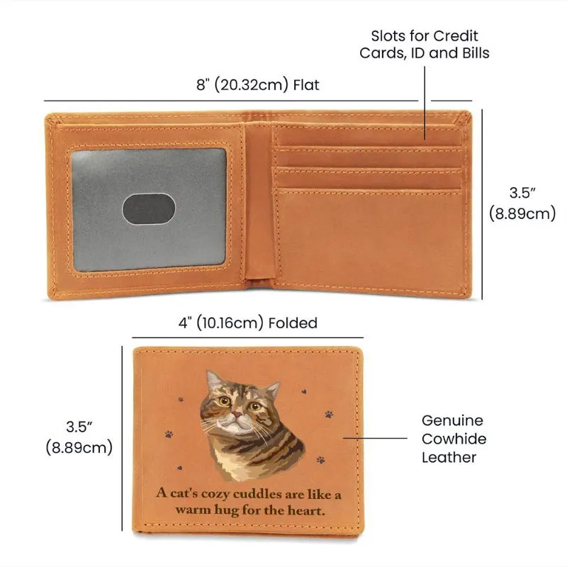 Personalized Cat Lover Leather Wallet With Cat Photo