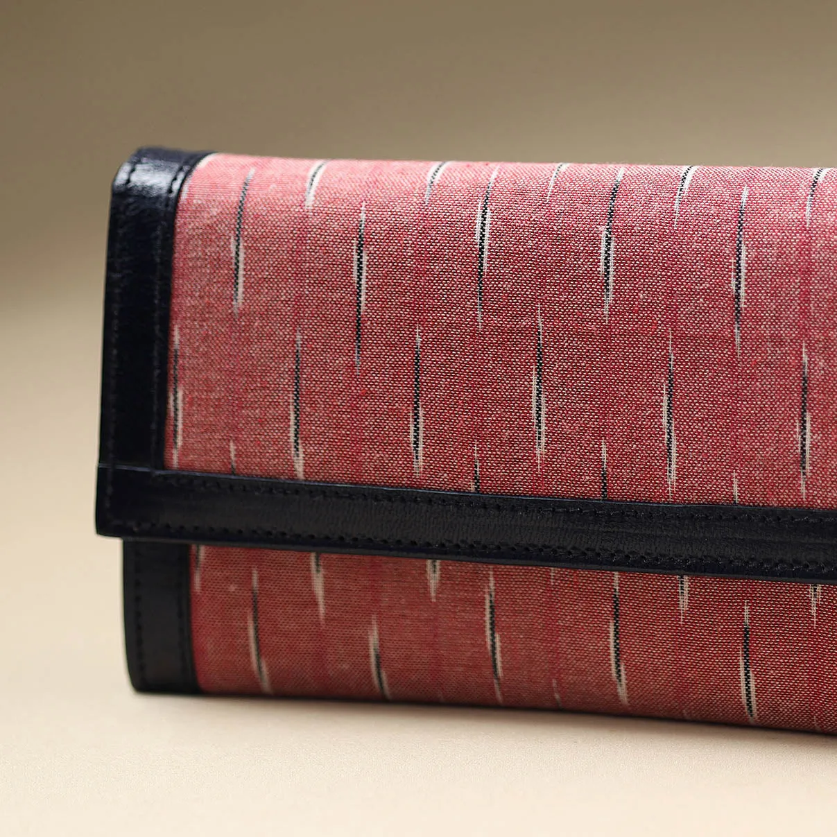 Pink - Handcrafted Ikat Weave Leather Wallet