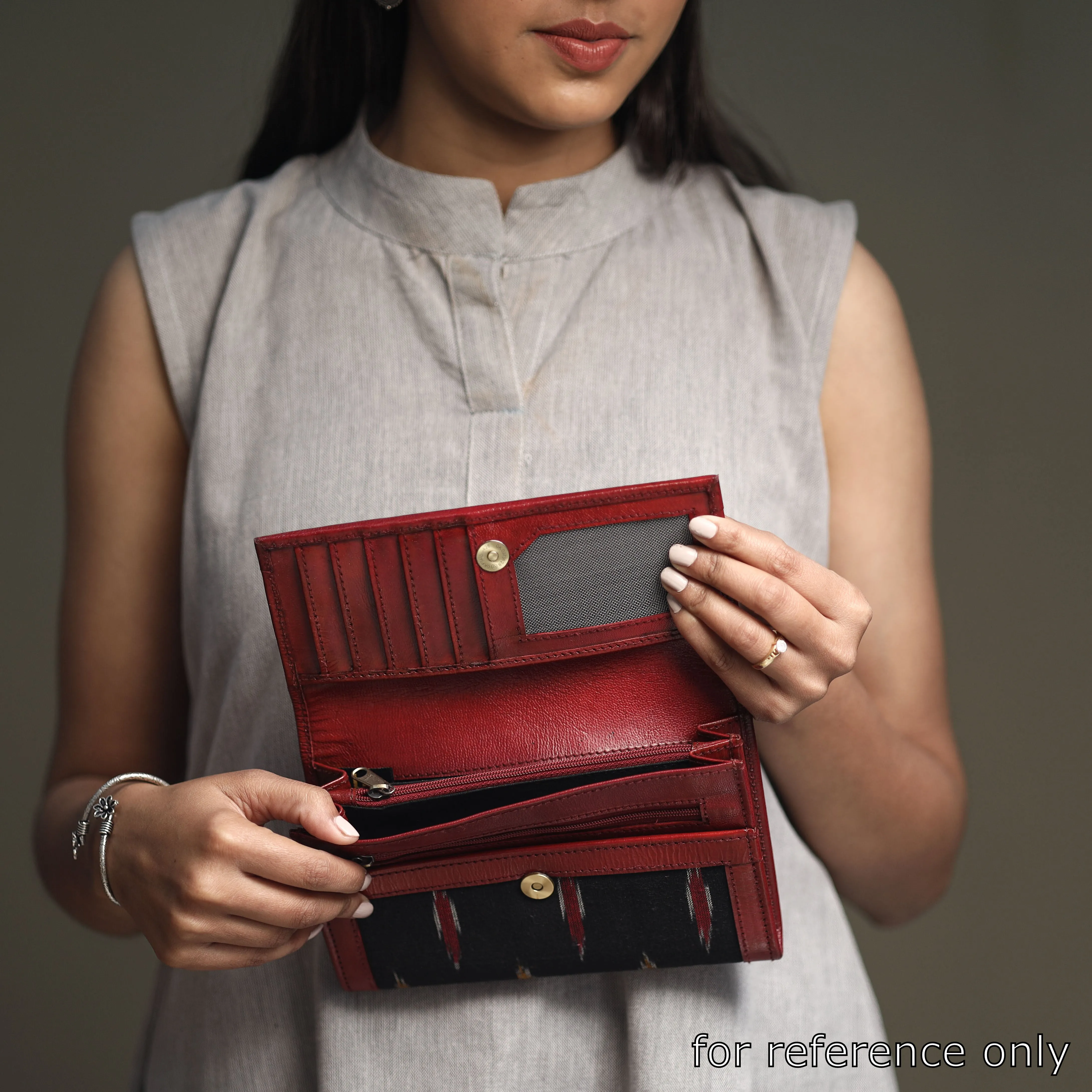 Pink - Handcrafted Ikat Weave Leather Wallet