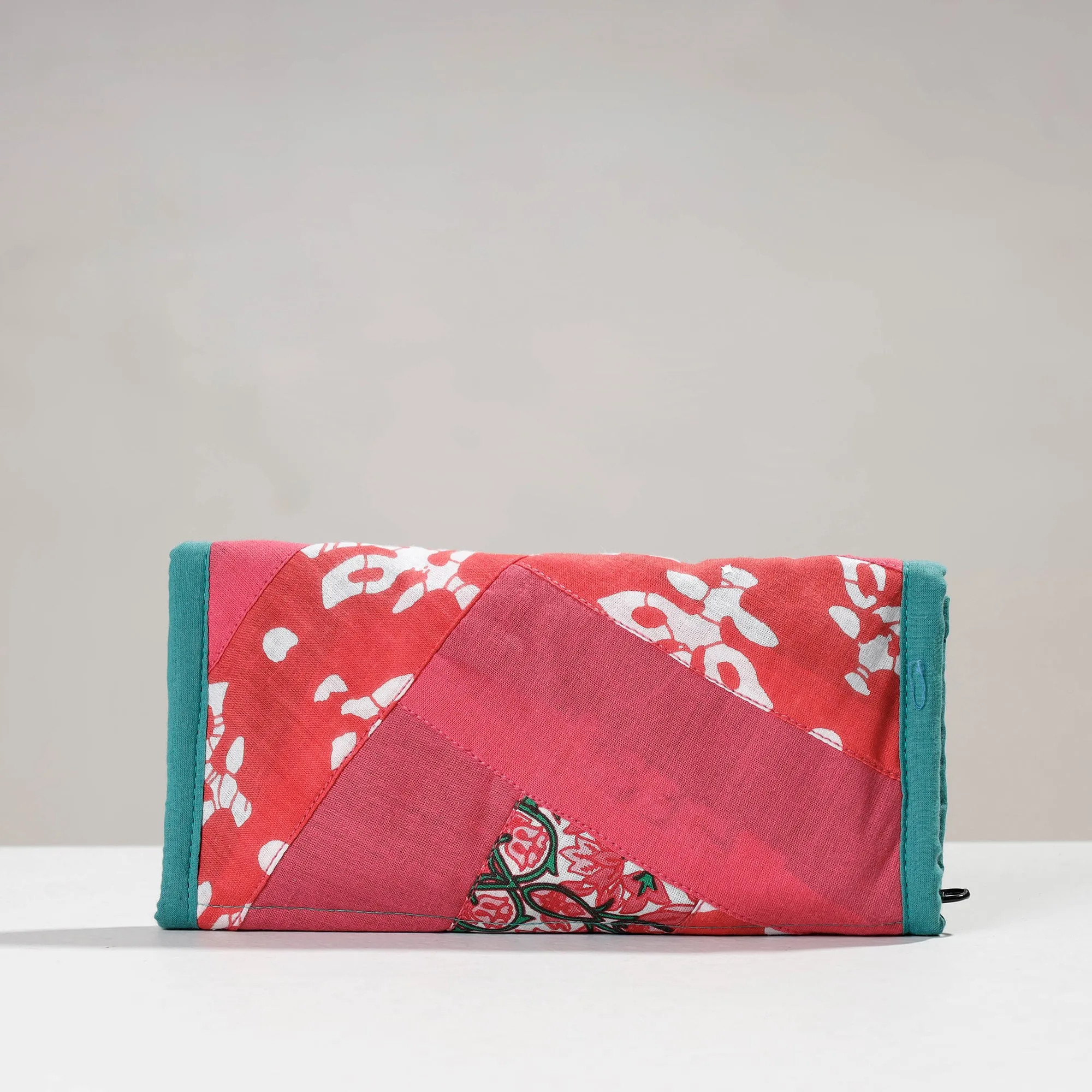 Pink - Jugaad Handmade Patchwork Cotton Two Fold Clutch Wallet