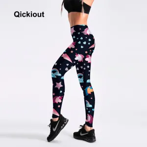 Qickitout Leggings Hot women's harem pants black leggingGod love rainbow horse Styles Push up fashion Sexy leggings