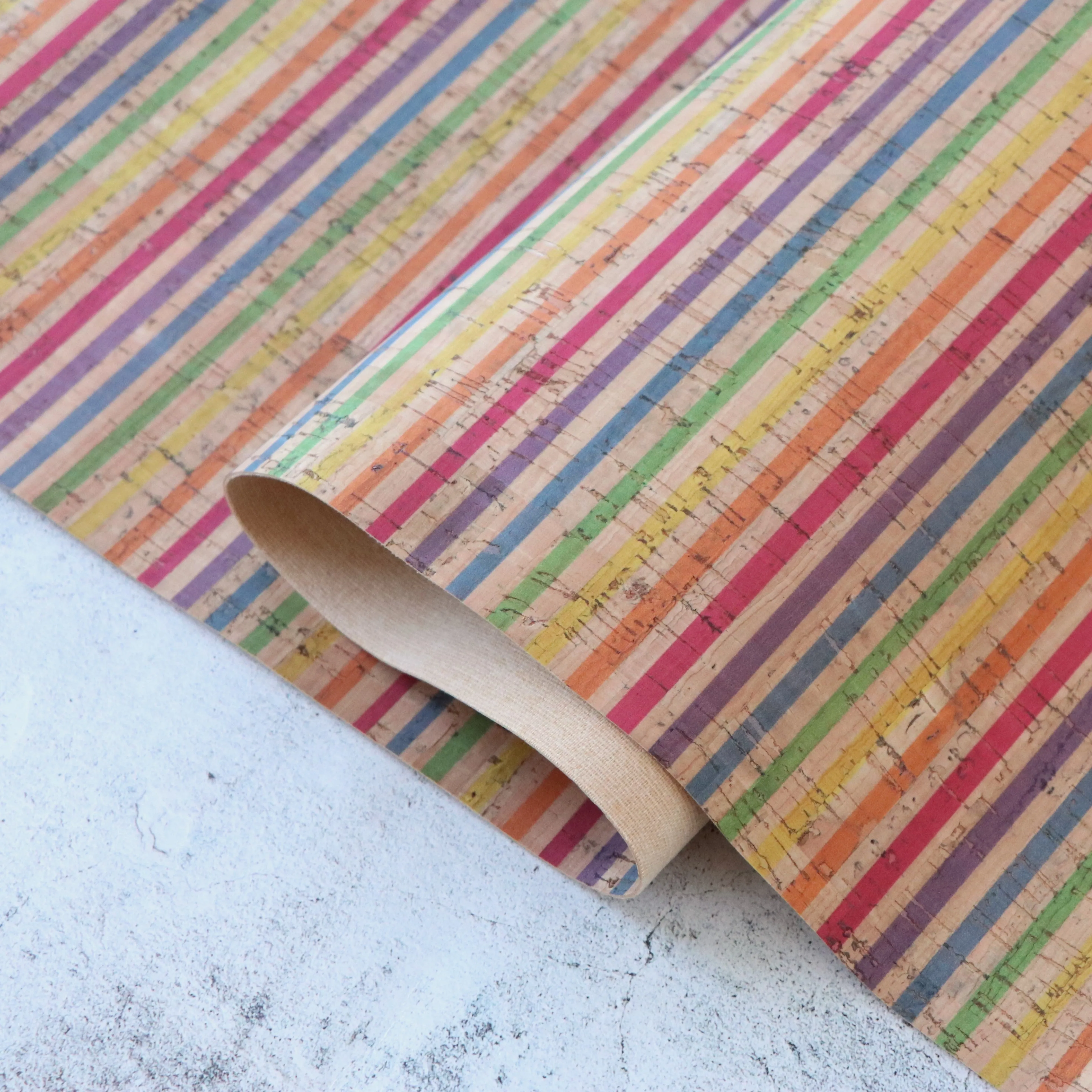 Rainbow Stripe Cork Fabric