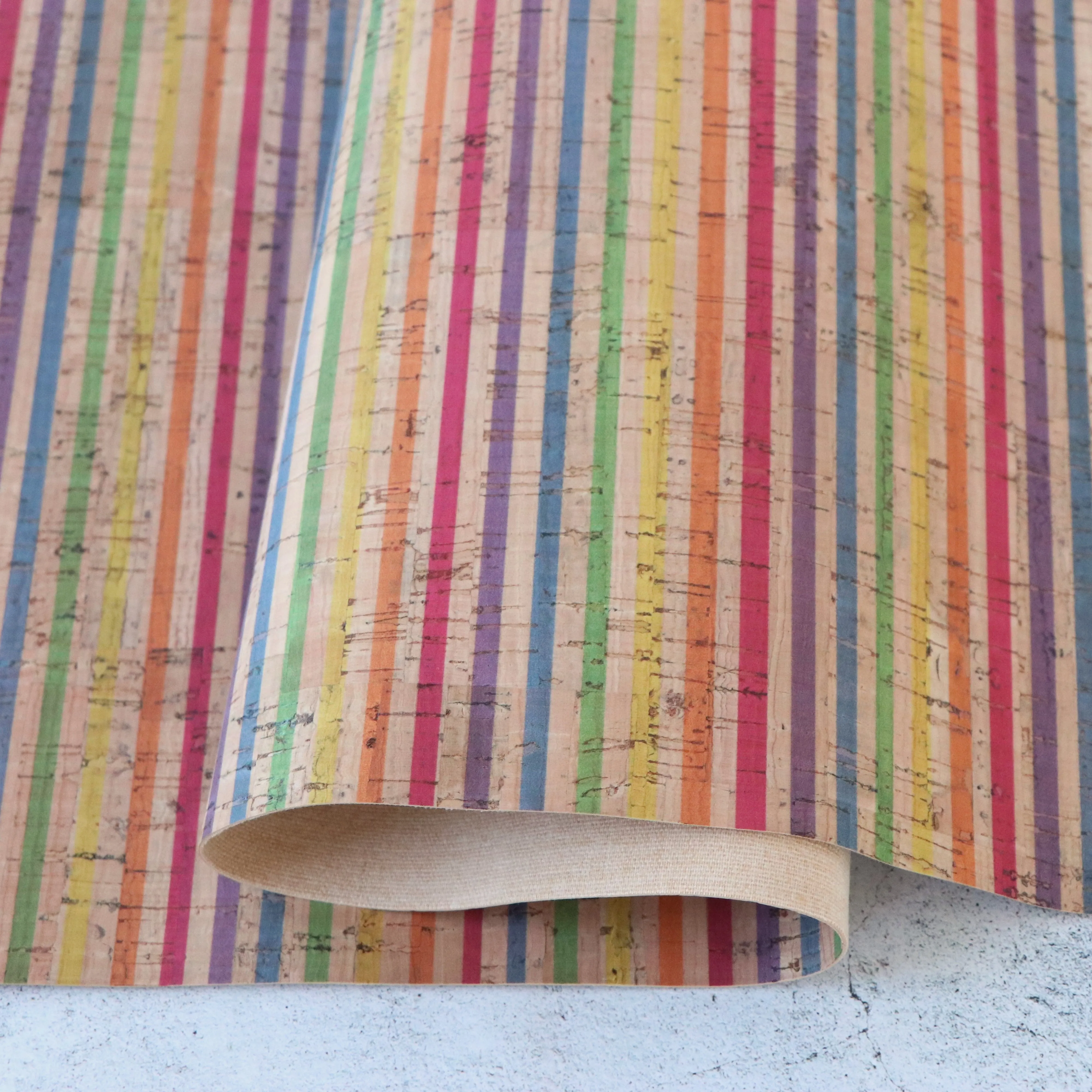 Rainbow Stripe Cork Fabric