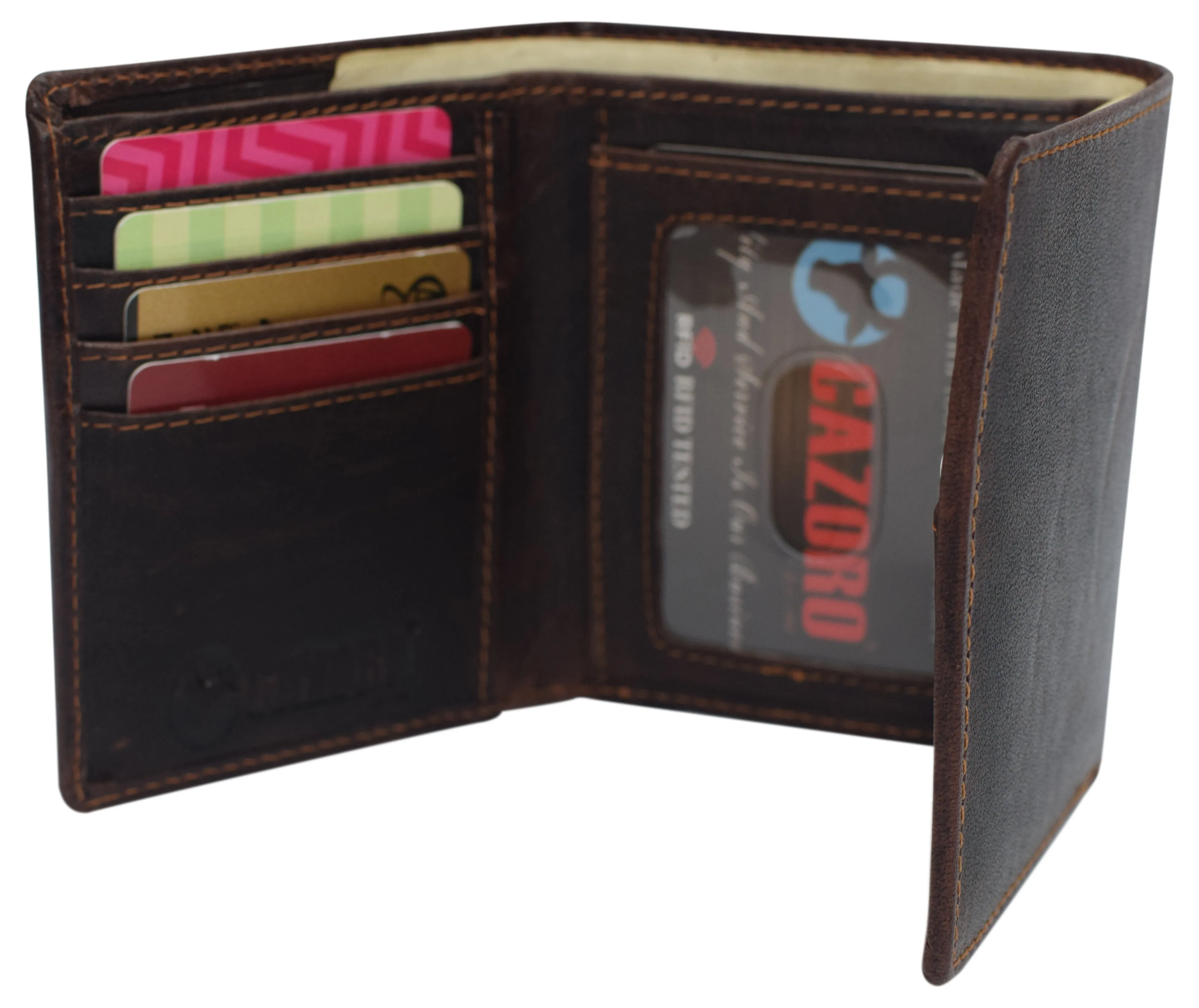 Real Buffalo Leather Wallets for Men - RFID Blocking Slim Trifold Wallet with Card Slots