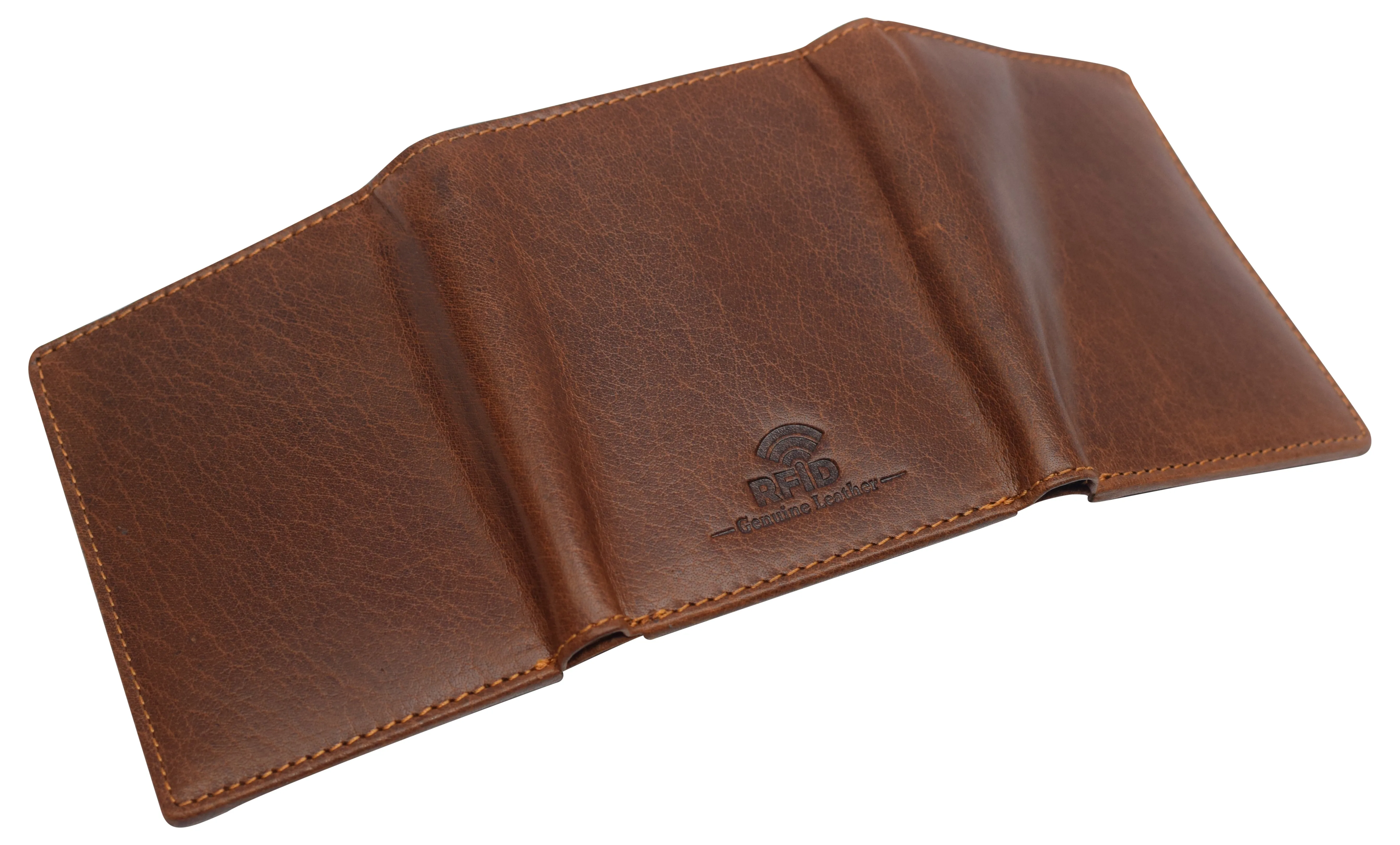 Real Buffalo Leather Wallets for Men - RFID Blocking Slim Trifold Wallet with Card Slots